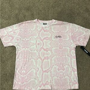 Civilregime mens Pink Snake Print T-Shirt